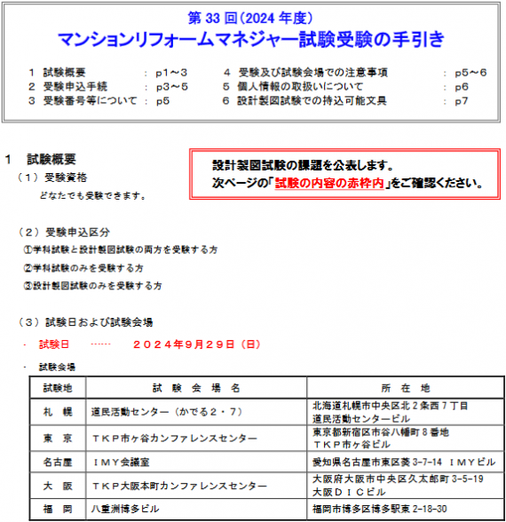 「2024年度マンションリフォームマネジャー試験受験の手引き」の公表について